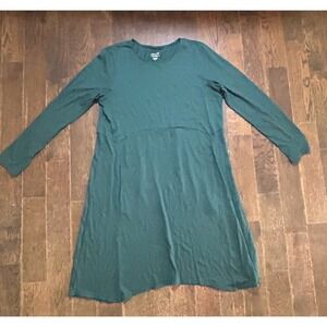 Pure J. Jill Dipped-Hem Swing Dress‎ Dark Green Pima Cotton Modal Size Small